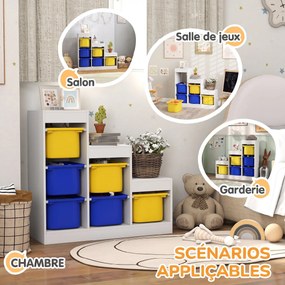 Móvel de Arrumação para Brinquedos, 96 x 38,5 x 90 cm, 6 Caixas Amovíveis, multicolorido