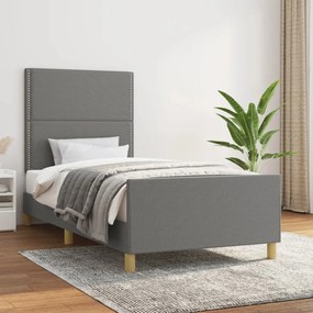 Estrutura de cama sem colchão 90x200 cm tecido cinzento-escuro