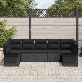 Conjunto de Sofá de Jardim 7 Peças com Almofadas Rattan Poliéster Pret
