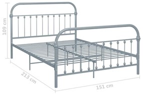 Estrutura de cama metal 140x200 cm cinzento