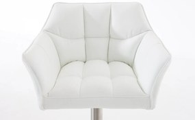Banco de bar Damaso em couro sintético e estrutura prateada 64 x 88-113 x 45 cm Branco