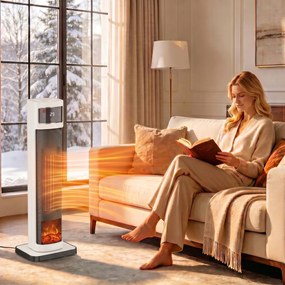 Aquecedor Elétrico Cerâmico PTC 2000 W com 4 Modos, Comando à Distância e Proteção contra Sobreaquecimento e Queda