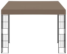 Gazebo de montagem na parede 3x3 m tecido cinzento-acastanhado