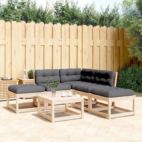 5 pcs conjunto de sofás de jardim com almofadões pinho maciço