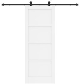 Porta de Correr com Conjunto de Ferragens Branca 78x202 cm Madeira Sól
