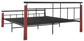 Estrutura de cama 180x200 cm metal e madeira de carvalho maciça