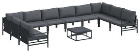 Conjunto de Sofá de Jardim 11 pcs Cinzento-escuro Aço