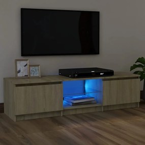 Móvel de TV Vinici com Luzes LED de 120cm - Carvalho - Design Moderno