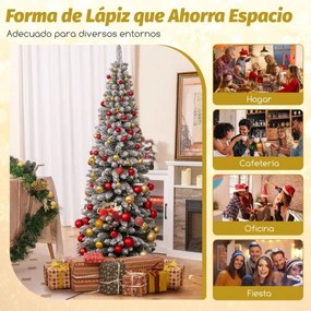 Árvore de Natal artificial com neve de 180 cm com 460 pontas de ramos Base metálica Árvore decorativa sazonal dobrável com forma fina Verde