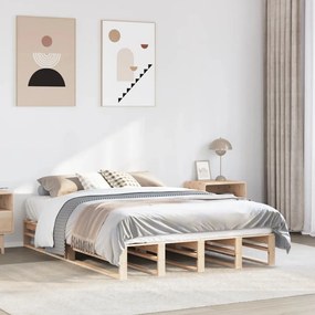 vidaXL Cama sem colchão 160x200 cm madeira de pinho maciça