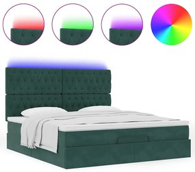 Estrutura de cama otomana com colchão verde escuro veludo