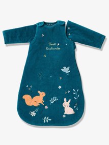 Agora -15%: Saco de bebé com mangas amovíveis, tema Floresta Encantada azul escuro liso com motivo