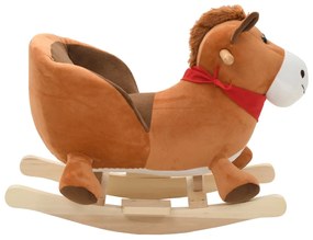 Animal de baloiçar cavalo em pelúcia 60x32x50 cm castanho