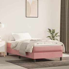 Colchão de molas ensacadas 80x220x20 cm veludo rosa