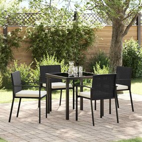 vidaXL Conjunto de Jardim 5 Peças - Poliratan Preto