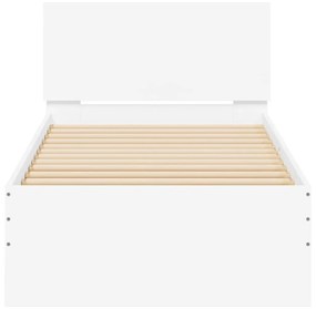 Estrutura de cama c/ cabeceira 90x190 cm deriv. madeira branco
