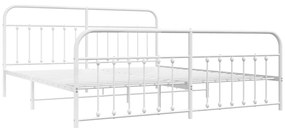 Estrutura de cama com cabeceira e pés 200x200 cm metal branco