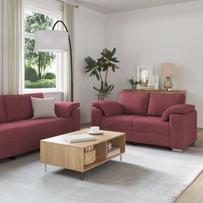 Conjunto de Sofá 2 Peças com Almofadas Vermelho Vinho