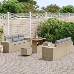 Conjunto de Sofá para Jardim vidaXL com Almofadas Bege de Rattan Poly