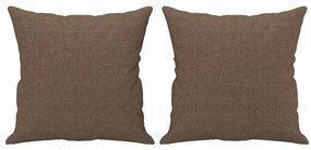 3 pcs conjunto de sofás com almofadas tecido castanho