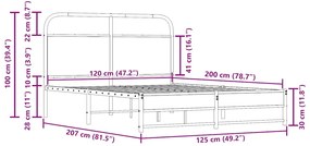 Estrutura de cama s/ colchão derivados madeira carvalho fumado