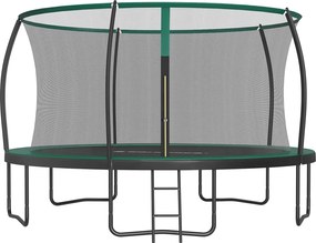 Trampolim de jardim 427,1 cm de diâmetro, com rede de segurança, cobertura para as bordas Preto-verde escuro