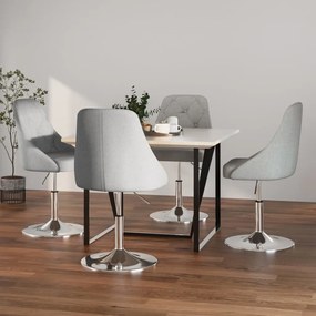 vidaXL Cadeiras de jantar giratórias 4 pcs tecido cinzento-claro