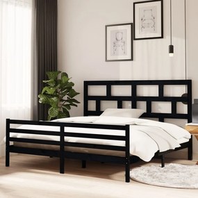 vidaXL Estrutura de cama 200x200 cm madeira de pinho maciça preto