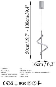 Candeeiro de Teto Likma – Cinzento – 16x50-100x16 cm