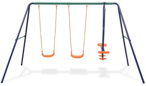 Conjunto de baloiços com 4 lugares laranja