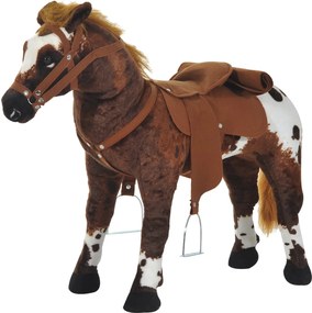 Cavalo de Brinquedo para Crianças acima de 3 Anos com Sons Realistas 85x28x60 cm Castanho