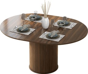 Mesa de Jantar Extensível (CADEIRAS NÃO INCLUIDAS), 150 x 110 x 75 cm, para 6 a 8 Pessoas, Cor Nogueira