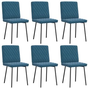 Cadeiras de jantar 6 pcs veludo azul