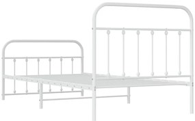 Estrutura de cama com cabeceira e pés 107x203 cm metal branco