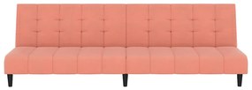 Sofá-cama de 2 lugares veludo rosa