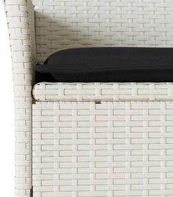 3 pcs conjunto jantar jardim c/ almofadões vime PE/vidro branco