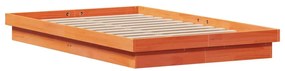 Estrutura de cama c/ LEDs 140x190 cm pinho maciço castanho mel