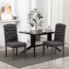 Cadeiras de jantar 2 pcs tecido aspeto linho cinzento