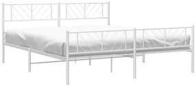 Estrutura de cama com cabeceira e pés 180x200 cm metal branco