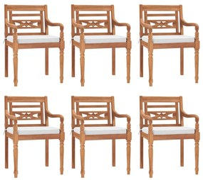 7pcs conjunto jantar p/ jardim c/almofadões brancos teca maciça