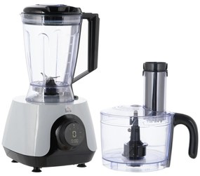 HOMCOM Processador de Alimentos 650W Taça 1L Copo 1,25L Processador de Alimentos com Ecrã LED 3 Velocidades 23,5x21x17,5cm Prata | Aosom Portugal