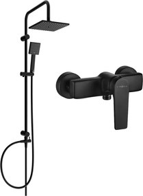Mexen Lynx Tord conjunto de chuveiro de parede com chuveiro de mão e misturadora, preto - 745940200-70