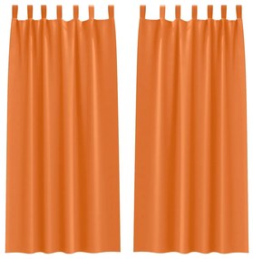 Cortinas 2 pcs Laranja Brilhante 260 x 140 cm Poliéster