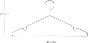 Conjunto de 20 cabides cromados 42 x 0,3 x 21 cm ouro-rosa