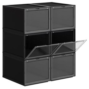 Caixa organizadora de sapatos empilhável com porta transparente | SONGMICS | 28 x 36 x 22 cm | preto | LSP06BK.