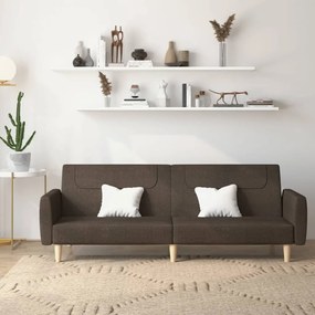 vidaXL Sofá-cama de 2 lugares tecido castanho-escuro