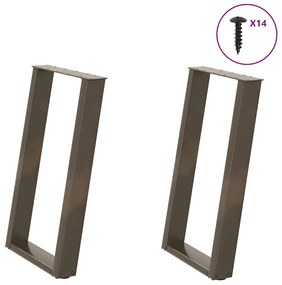 Pés para mesa de jantar em formato de U, 2 peças, aço natural, 50x(72-