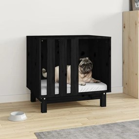 vidaXL Casota para cães 60x45x57 cm madeira de pinho maciça preto