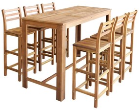 246671 vidaXL Conjunto mesa e cadeiras de bar 7 pcs madeira de acácia maciça