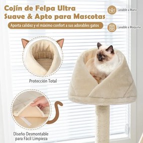 Arranhador para gatos Torre de madeira para gatos com 165 cm de altura com bola e postes para início Móveis para centro de atividades natural